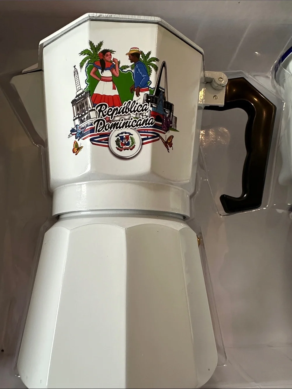 White Enamel Moka Pot & Cups Set